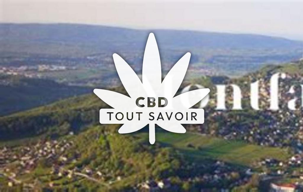Village à Montfaucon avec feuille Cannabis CBD
