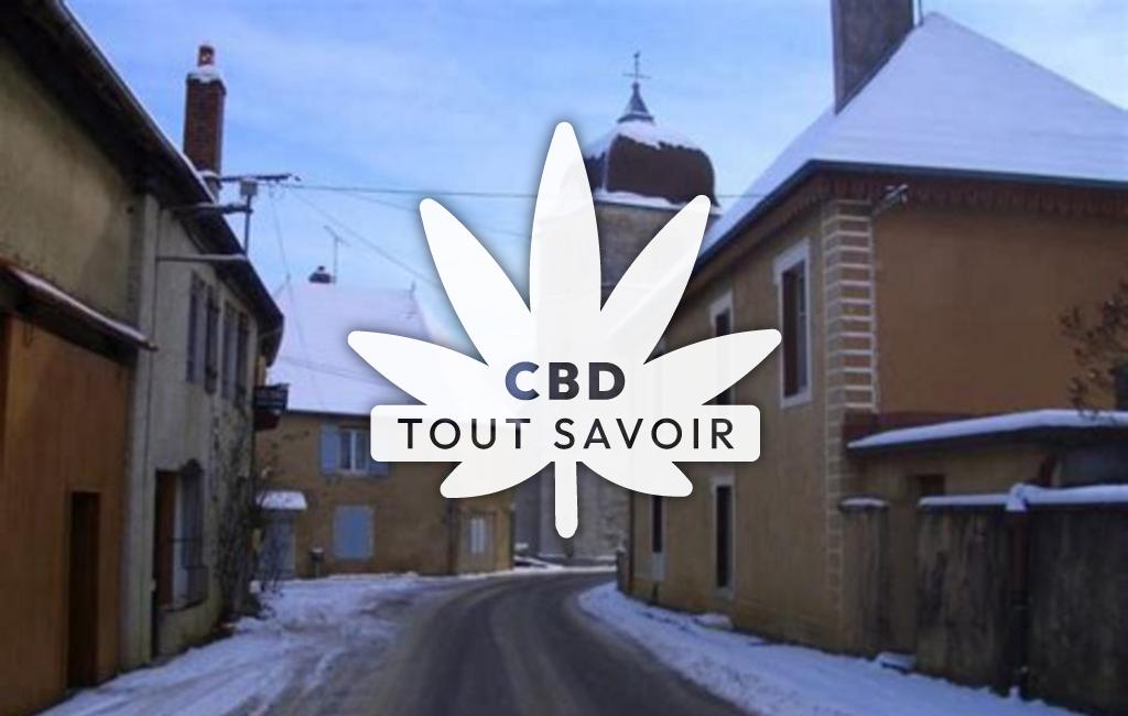 Village à Huanne-Montmartin avec feuille Cannabis CBD