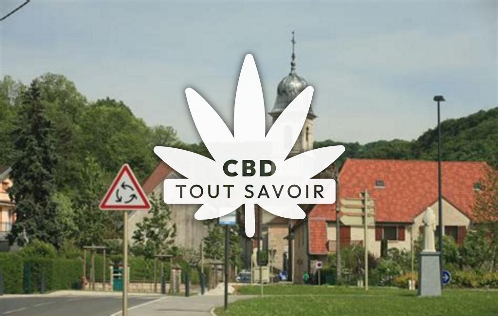 Village à Avanne-Aveney avec feuille Cannabis CBD