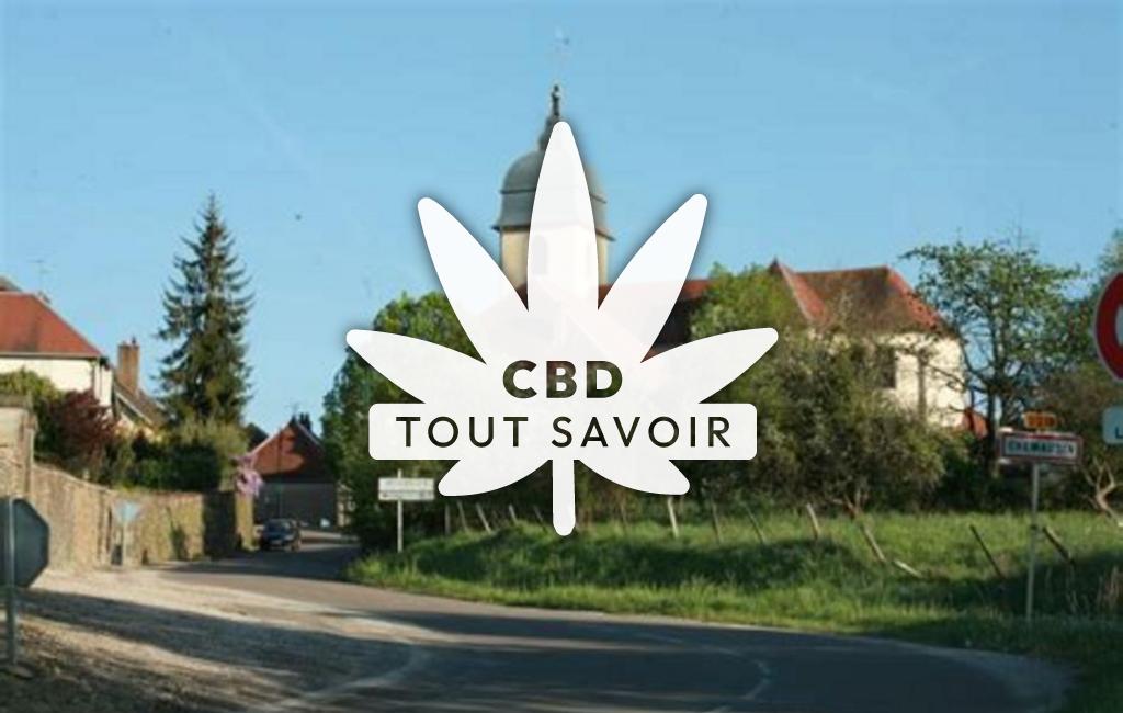 Village à Chemaudin-Et-Vaux avec feuille Cannabis CBD