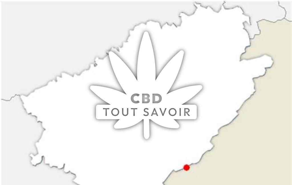 Village à Les-Gras avec feuille Cannabis CBD