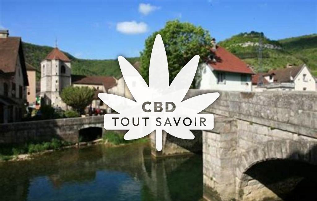 Village à Vuillafans avec feuille Cannabis CBD