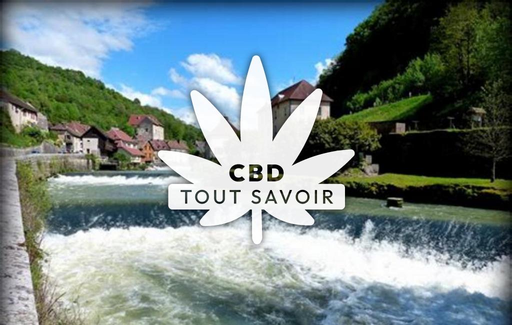 Village à Mouthier-Haute-Pierre avec feuille Cannabis CBD