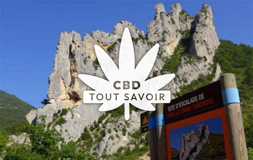 Village à Bellecombe-Tarendol avec feuille Cannabis CBD