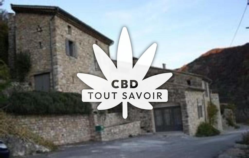 Village à Chaudebonne avec feuille Cannabis CBD