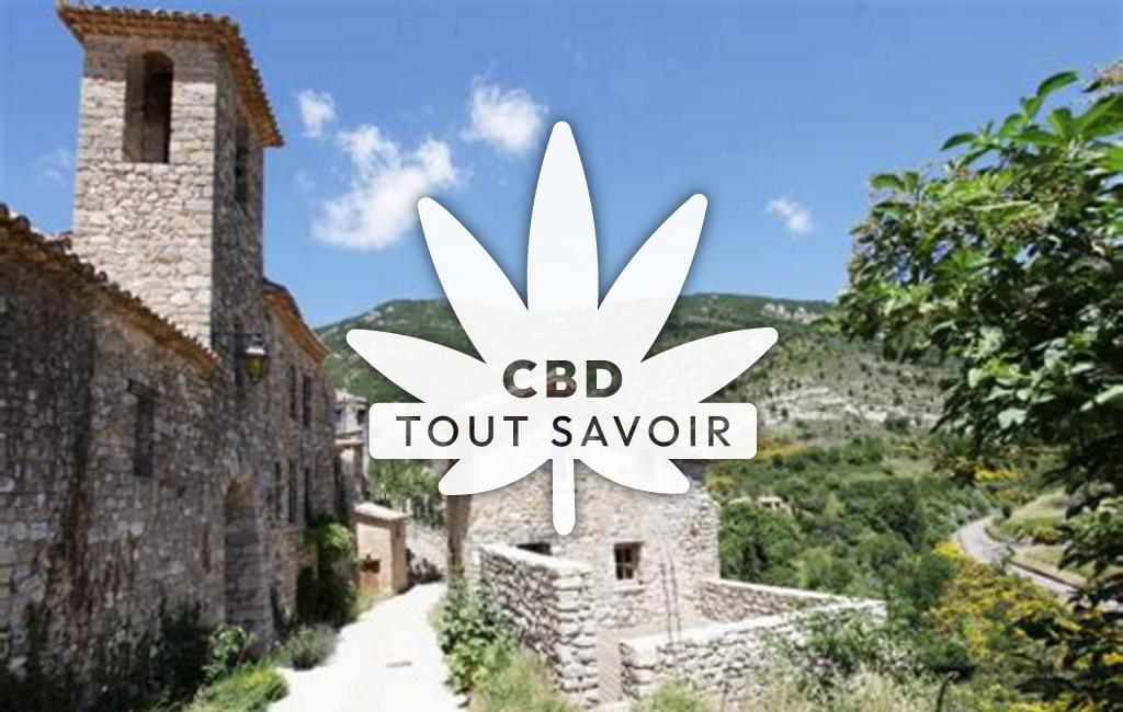 Village à Le-Poet-Sigillat avec feuille Cannabis CBD