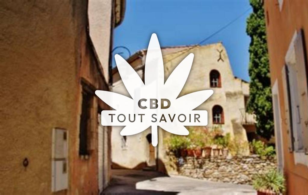 Village à Mirabel-aux-Baronnies avec feuille Cannabis CBD