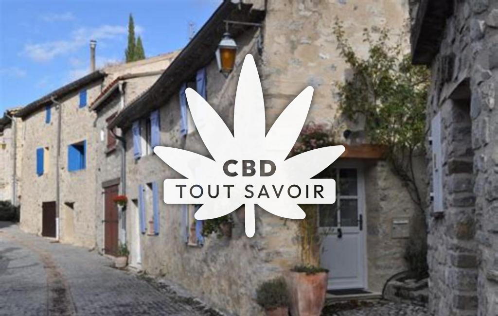 Village à Rochebrune avec feuille Cannabis CBD