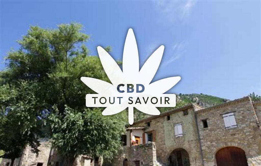 Village à Valouse avec feuille Cannabis CBD