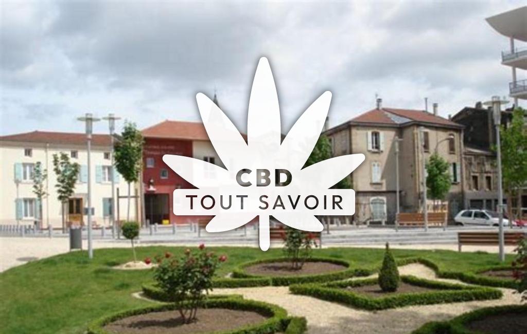Village à Albon avec feuille Cannabis CBD