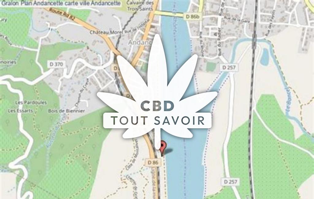 Village à Andancette avec feuille Cannabis CBD