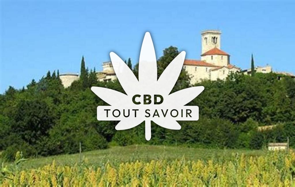 Village à Puygiron avec feuille Cannabis CBD