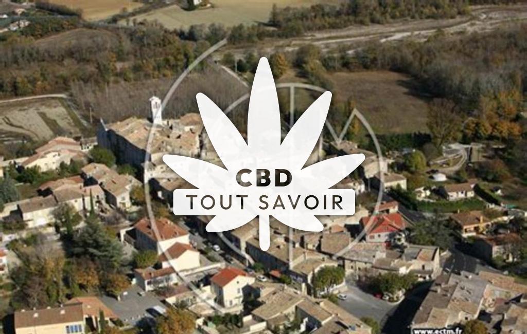 Village à Saint-Gervais-sur-Roubion avec feuille Cannabis CBD