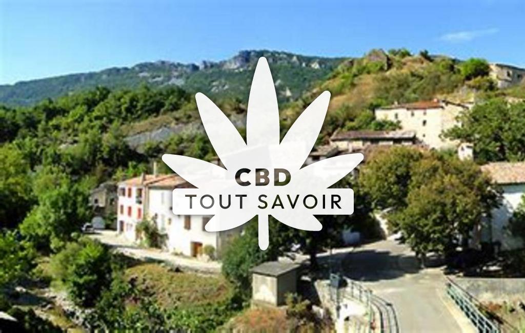 Village à Eygaliers avec feuille Cannabis CBD