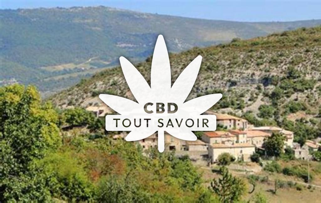 Village à La-Rochette-du-Buis avec feuille Cannabis CBD