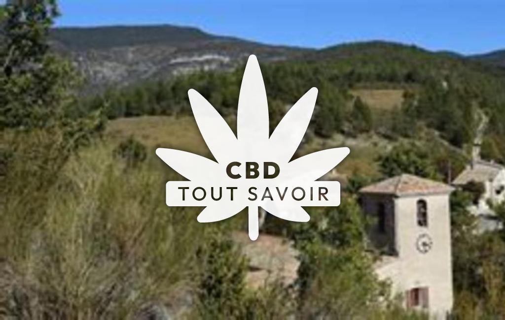 Village à Montauban-sur-l'Ouveze avec feuille Cannabis CBD