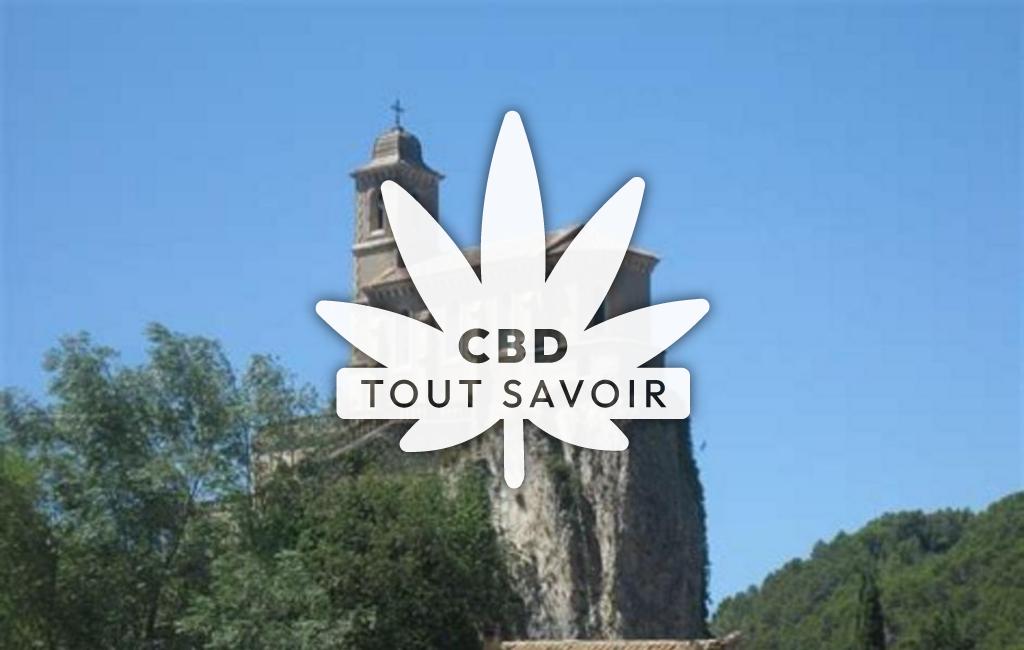 Village à Pierrelongue avec feuille Cannabis CBD