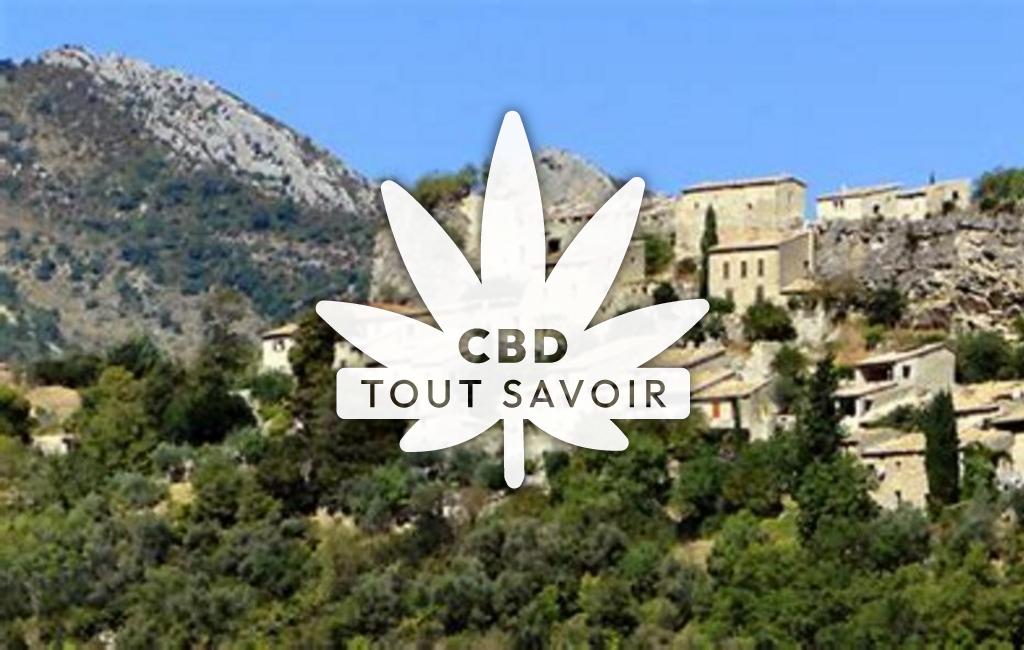 Village à Vercoiran avec feuille Cannabis CBD