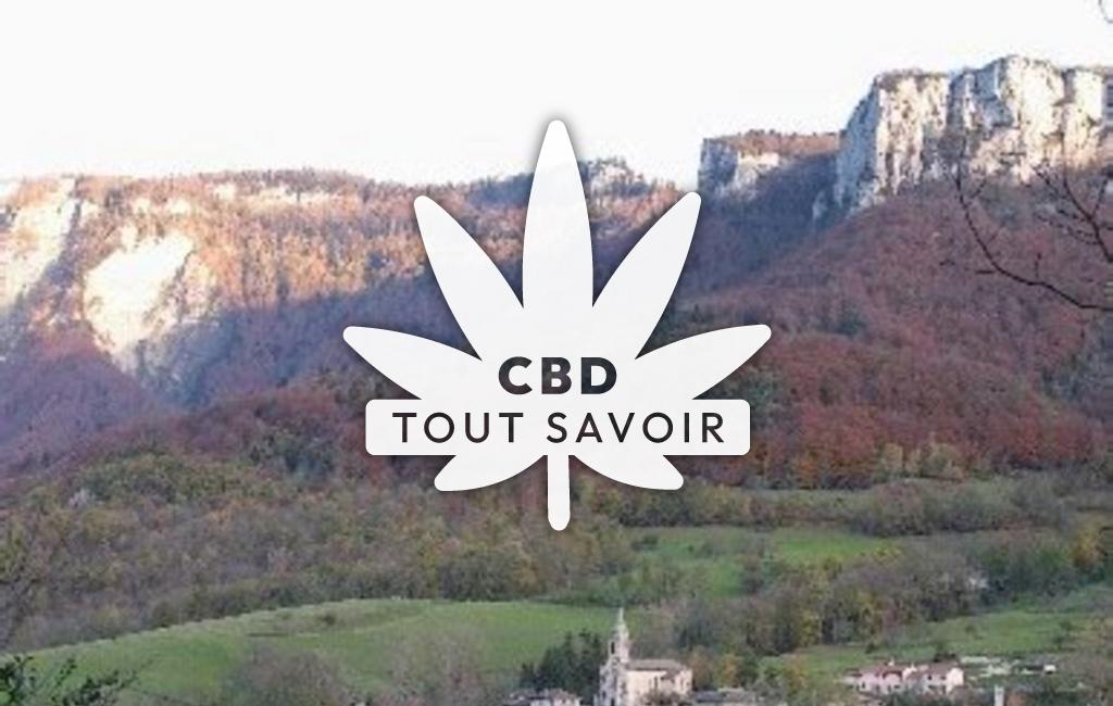 Village à Bouvante avec feuille Cannabis CBD