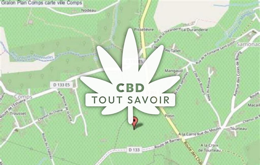 Village à Comps avec feuille Cannabis CBD