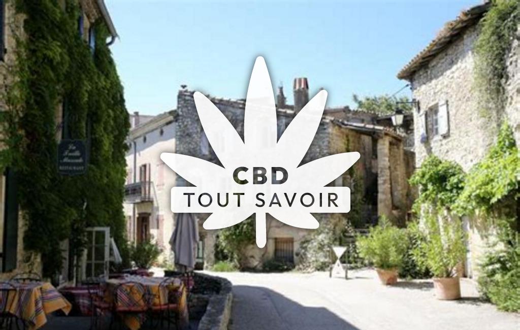 Village à Cliousclat avec feuille Cannabis CBD