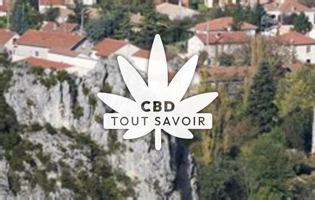 Village à Barbieres avec feuille Cannabis CBD