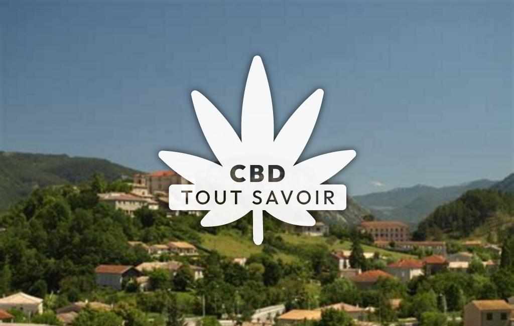 Village à Recoubeau-Jansac avec feuille Cannabis CBD