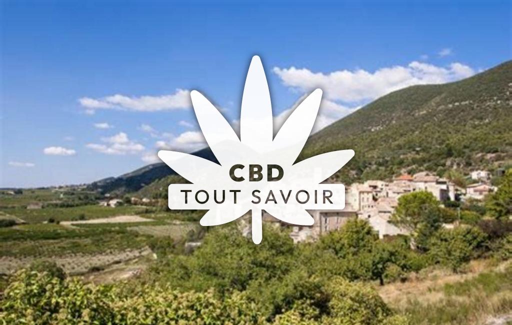 Village à Aubenasson avec feuille Cannabis CBD