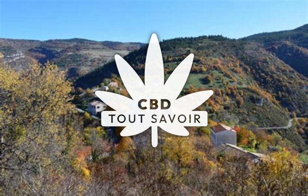 Village à Aucelon avec feuille Cannabis CBD