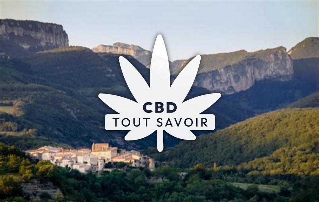 Village à Beaufort-sur-Gervanne avec feuille Cannabis CBD