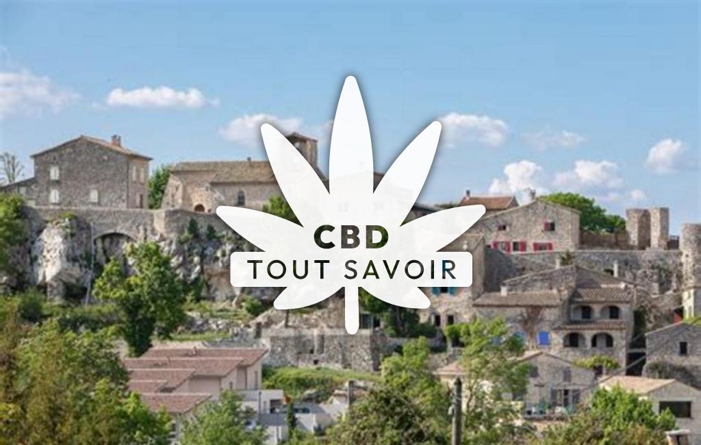 Village à La-Roche-sur-Grane avec feuille Cannabis CBD
