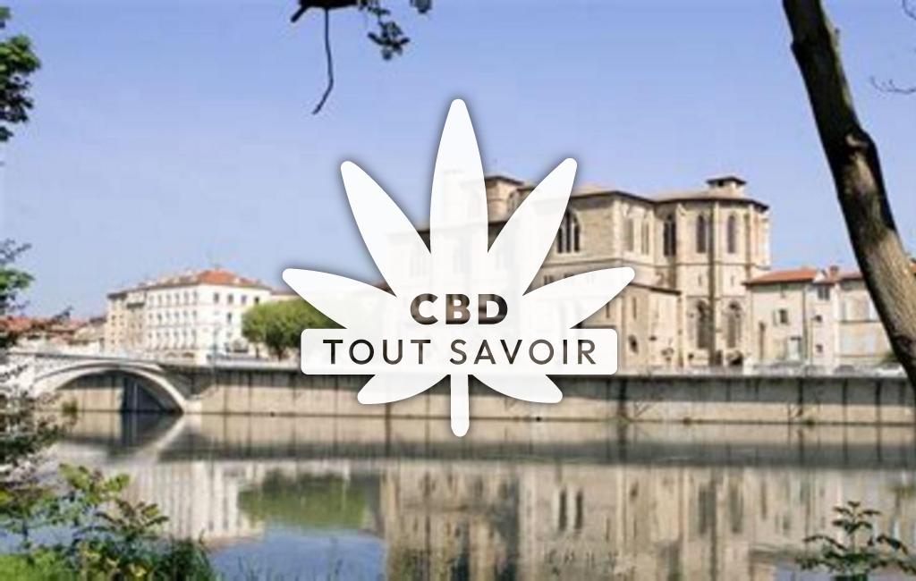 Village à Saint-Roman avec feuille Cannabis CBD