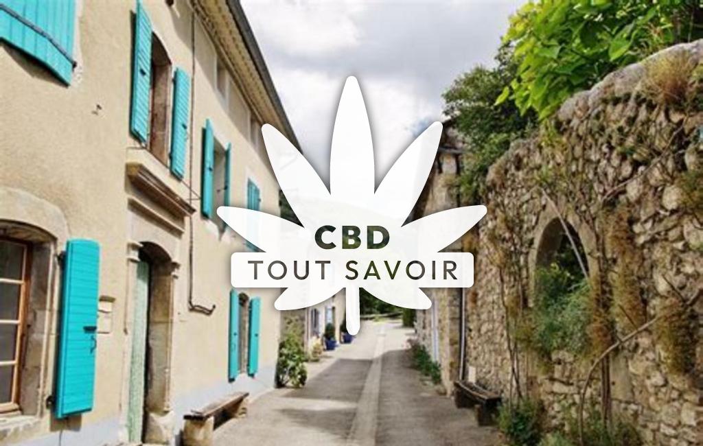 Village à La-Charce avec feuille Cannabis CBD