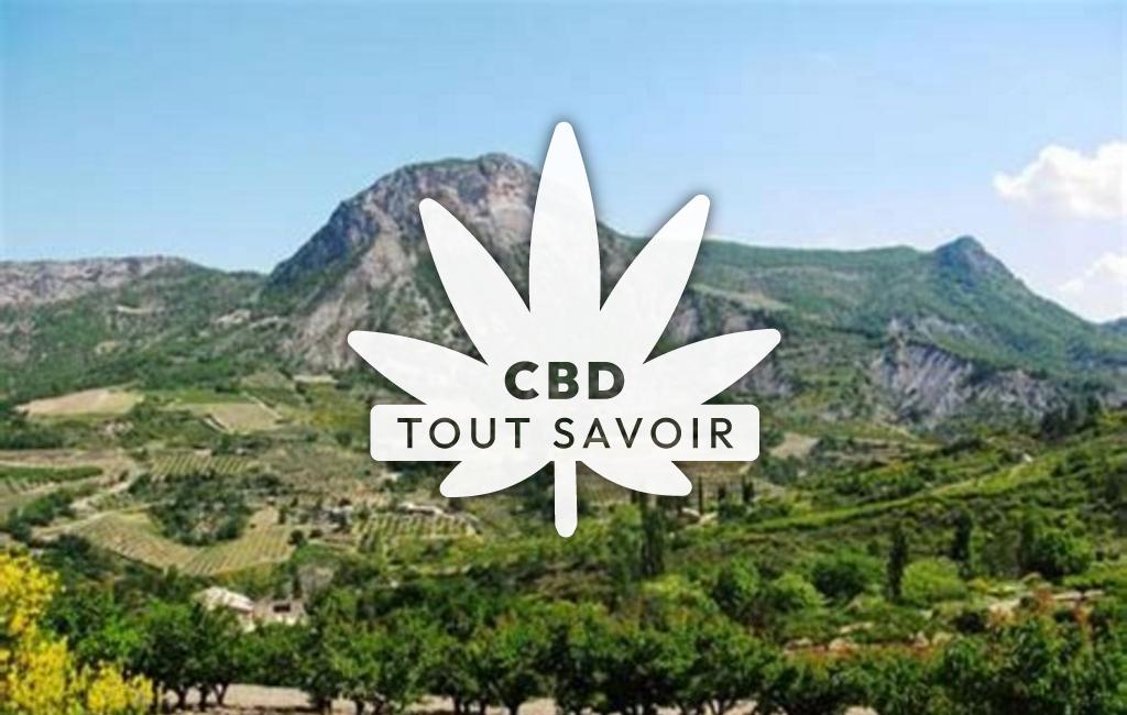 Village à Montreal-les-Sources avec feuille Cannabis CBD
