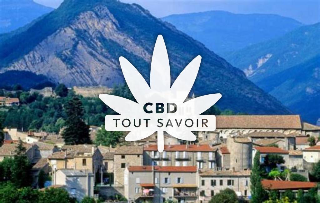 Village à Roussieux avec feuille Cannabis CBD