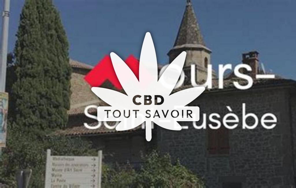 Village à Mours-Saint-Eusebe avec feuille Cannabis CBD