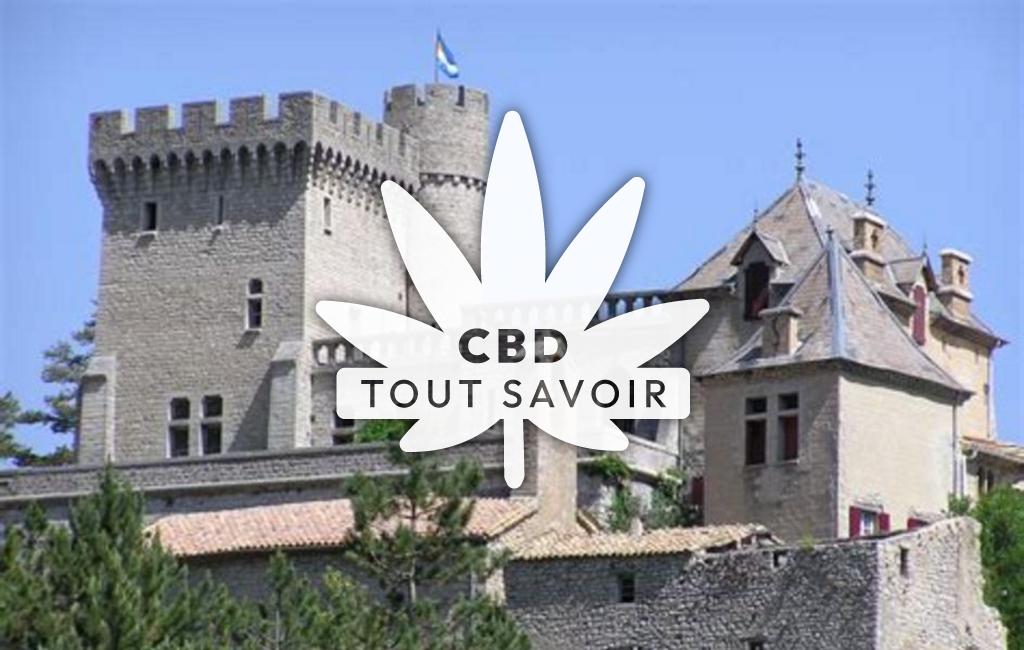 Village à Aulan avec feuille Cannabis CBD