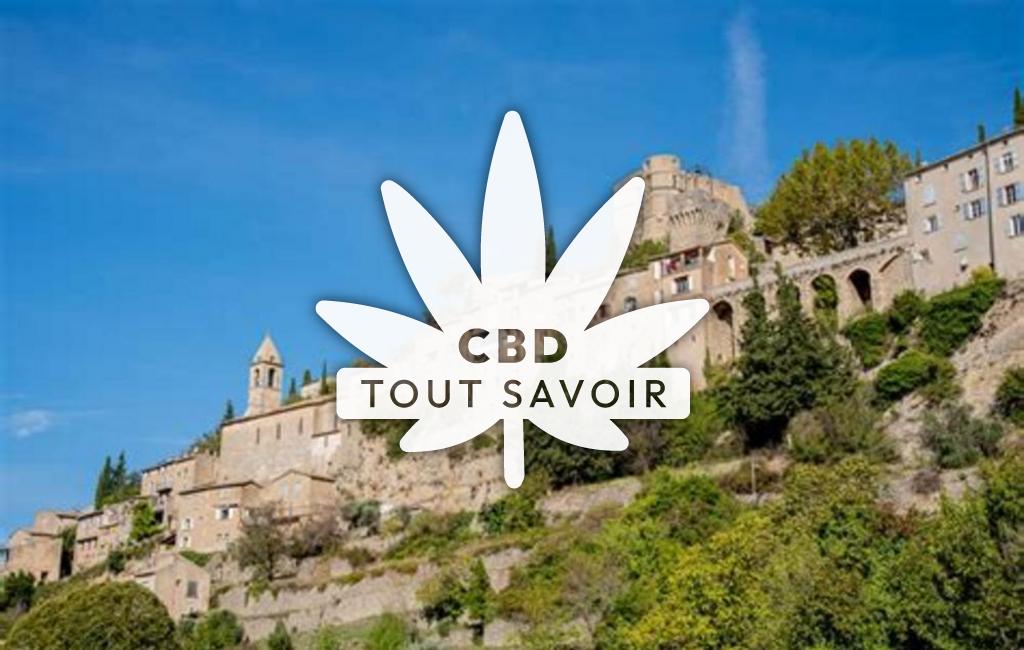 Village à Montbrun-les-Bains avec feuille Cannabis CBD