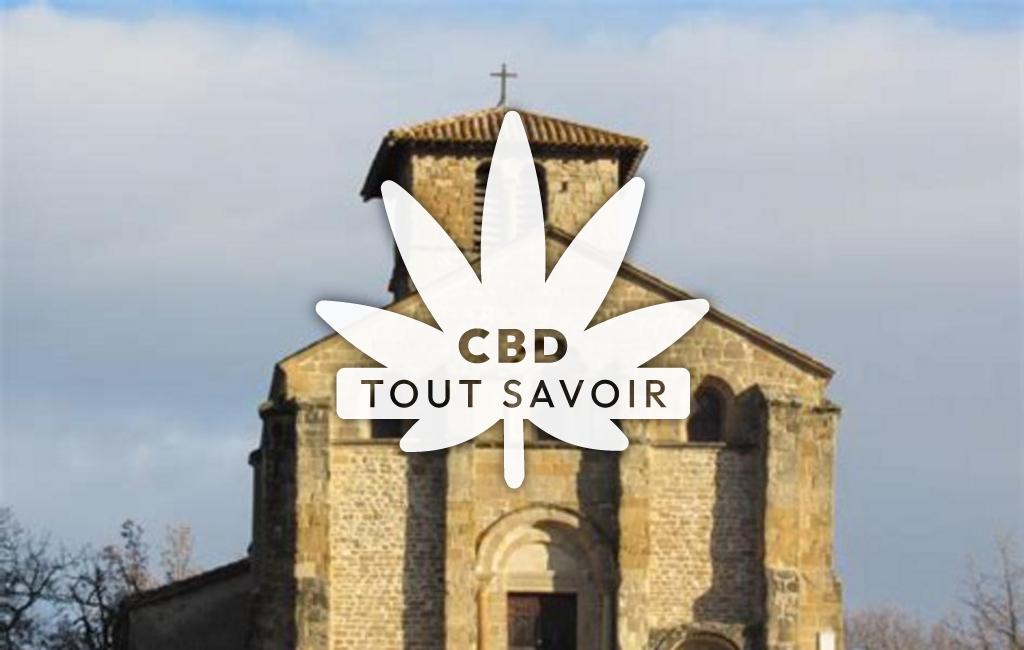 Village à Chantemerle-les-Bles avec feuille Cannabis CBD