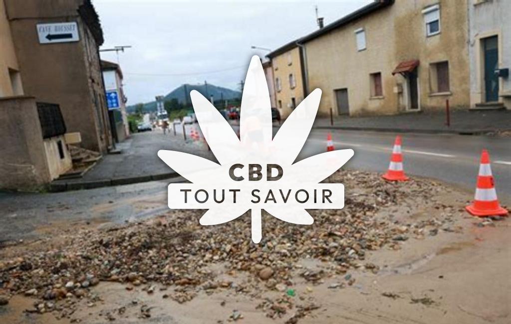 Village à Erome avec feuille Cannabis CBD