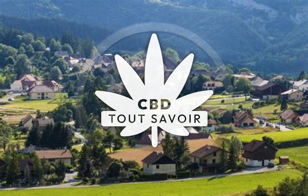 Village à Lus-la-Croix-Haute avec feuille Cannabis CBD