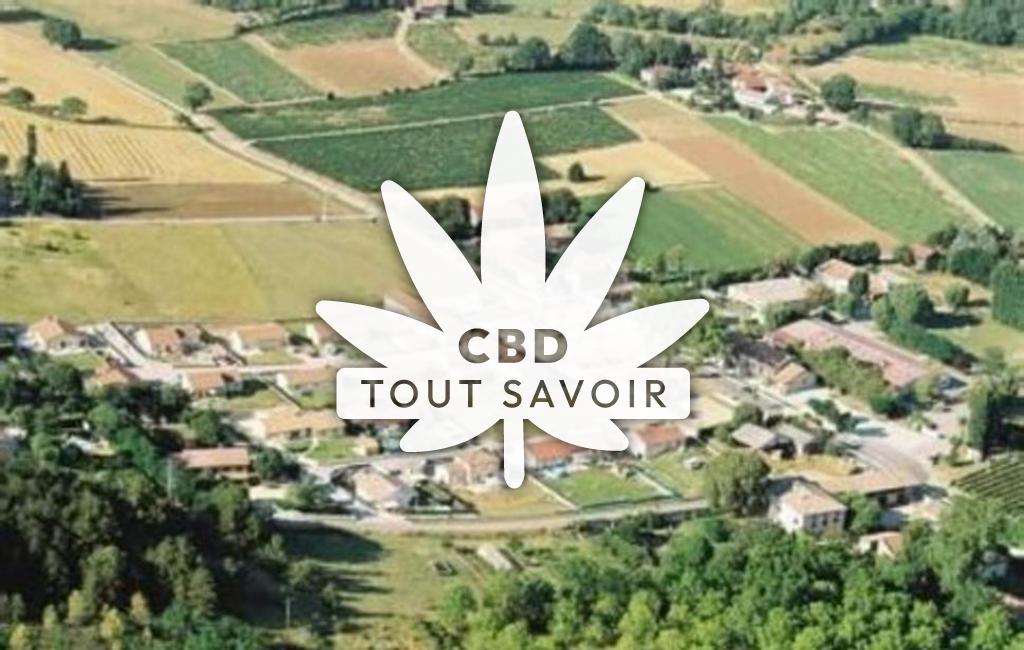 Village à Triors avec feuille Cannabis CBD