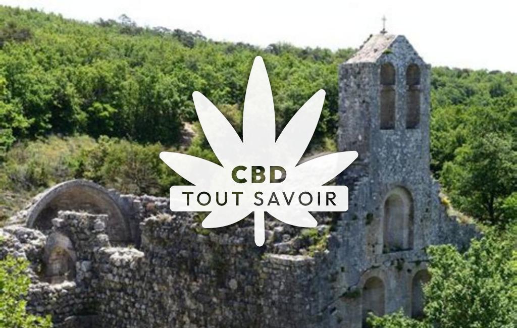Village à Aleyrac avec feuille Cannabis CBD