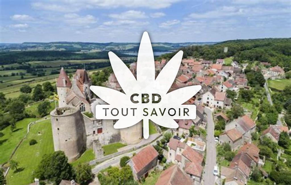 Village à Chateauneuf-du-Rhone avec feuille Cannabis CBD