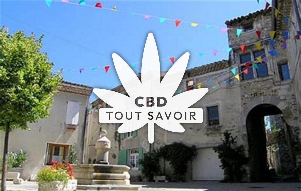Village à Espeluche avec feuille Cannabis CBD