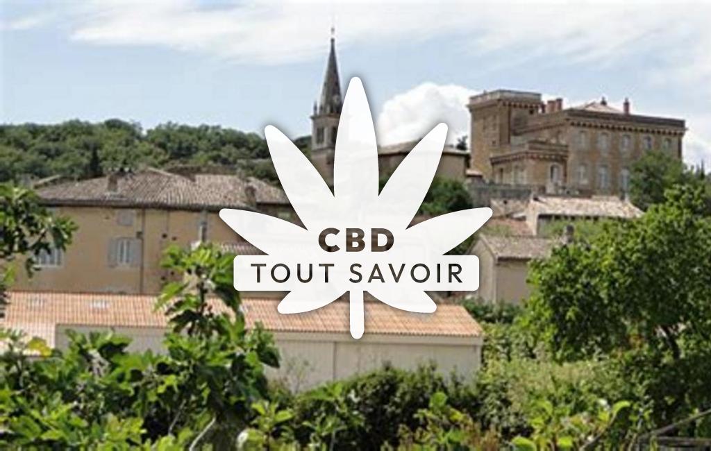 Village à Rochegude avec feuille Cannabis CBD