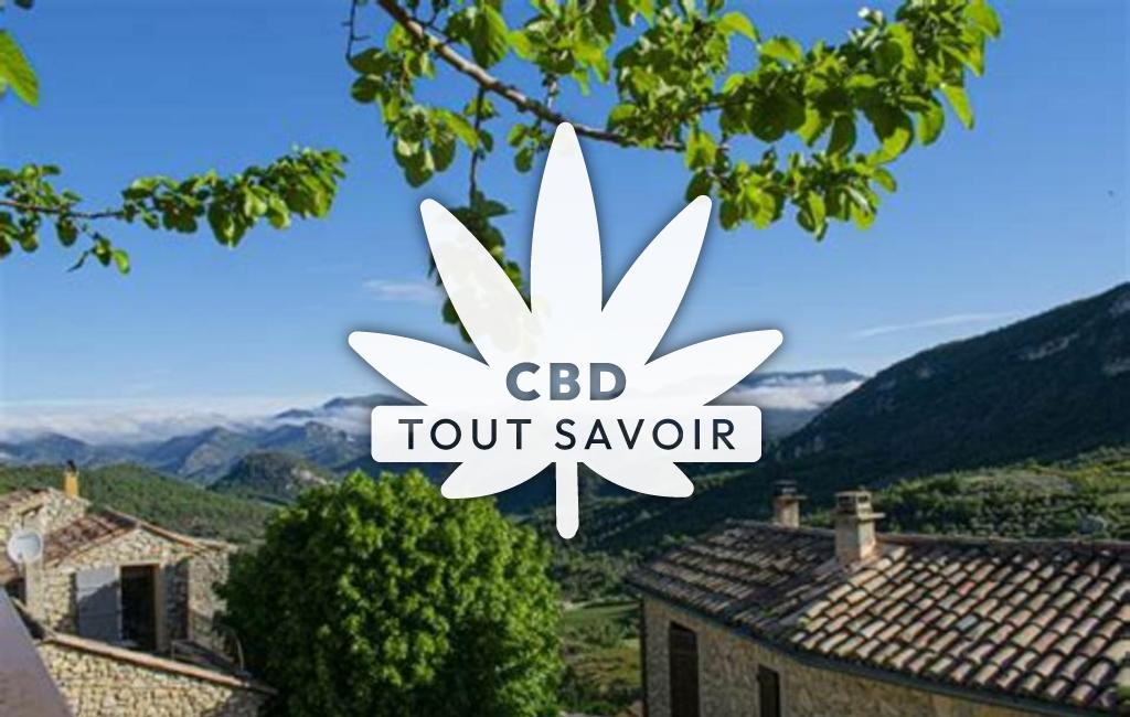Village à Montaulieu avec feuille Cannabis CBD