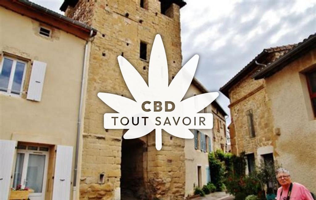 Village à Montvendre avec feuille Cannabis CBD