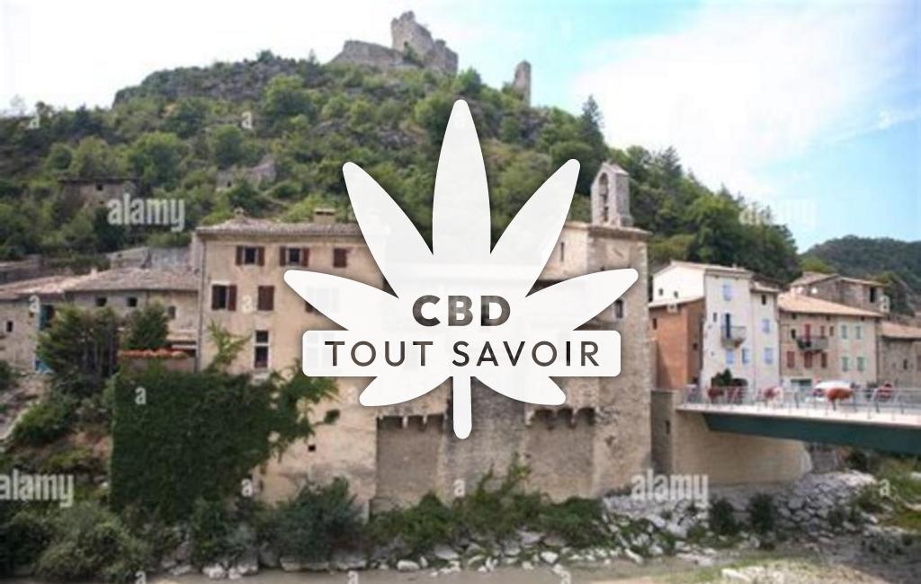 Village à Pontaix avec feuille Cannabis CBD