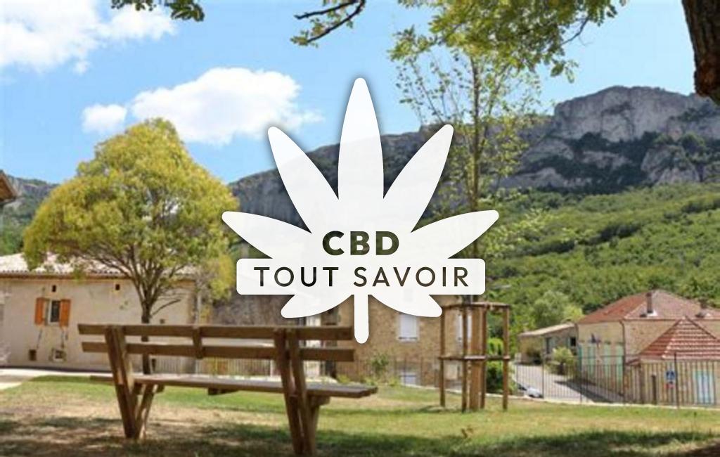 Village à Eyzahut avec feuille Cannabis CBD
